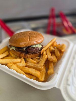 Galbi smash burger with black truffle aioli