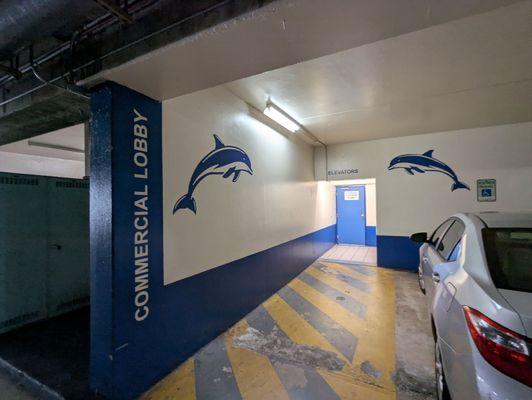 Make sure to enter through this door to get in to the building. The residential one is locked.