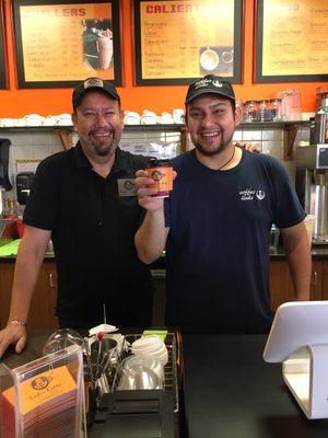 I've never seen anyone care more about making a beautifully presented and rich cup of coffee than these two!