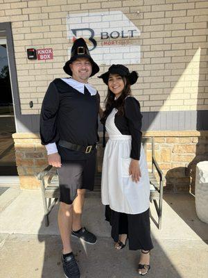 Making sure we all appreciate Thanksgiving Paige Pourjahan dressed up as a pilgrim to thank all her clients