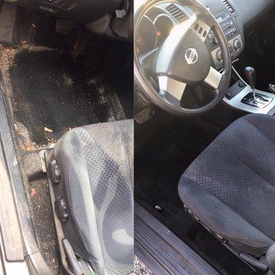 This picture speaks for its self a before and after of doing a smokers car!