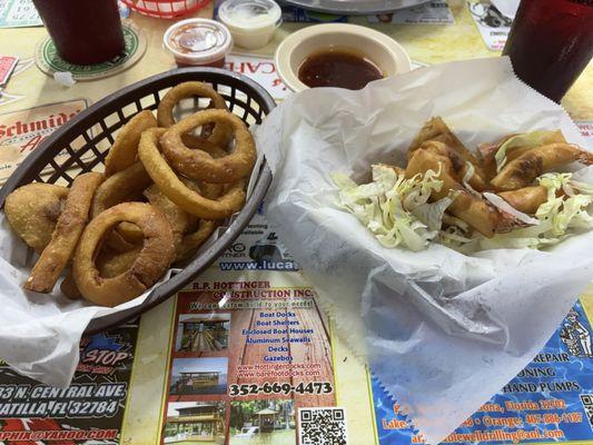 Onion Rings and Shrimp Wraps