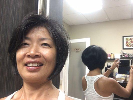 After. One happy customer!! Love  my new haircut!