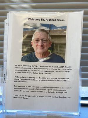 Hey, new dentist! An email to existing patients might have been nice...