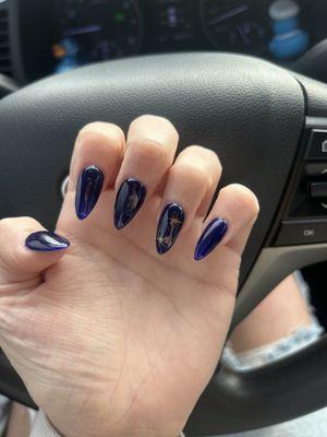 Blue navy nails with Christmas star