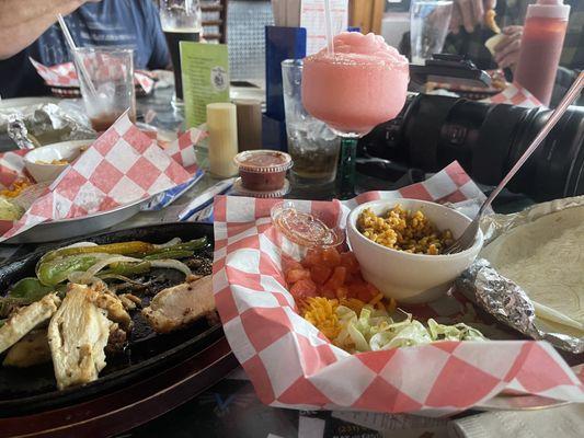 Chicken fajitas and Watermelon Margarita