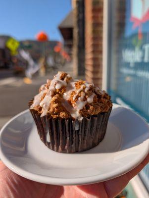 Pumpkin Muffin with Streusel topping and cream cheese glaze