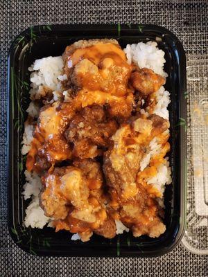 Popcorn Chicken over Rice