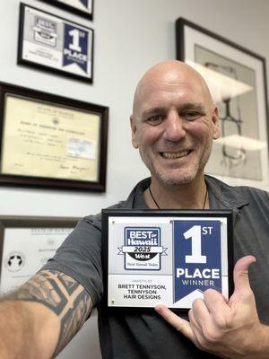 Thank you big Island for voting first place ! for me for best Hair Stylist three years in a row!!! Mahalo nui loa