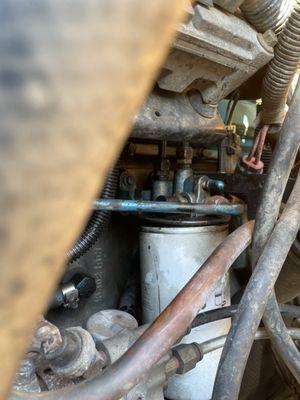 Fuel filter was tampered with and not put back on correctly.