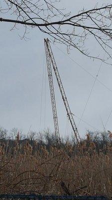 Transmitting tower snapped in windstorm February 2017.
