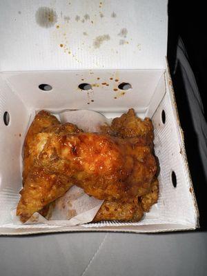 1/2 Yang Yum wings (left) and 1/2 Korean BBQ (right)