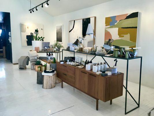 Stunning artwork, bath and body products, plants, stones, and other bits of nature