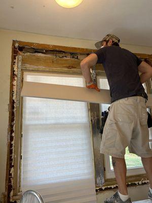 New drywall in upper area
