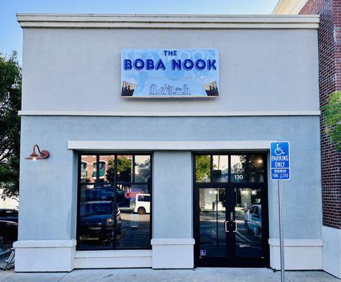 The Boba Nook storefront -- your new go-to spot for handcrafted boba drinks and cozy vibes!
