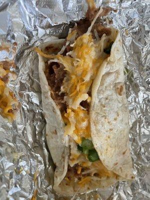Bean and cheese taco. Pretty big. Pretty great.