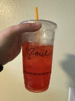 Double red bull, strawberry, pomegranate and pineapple!