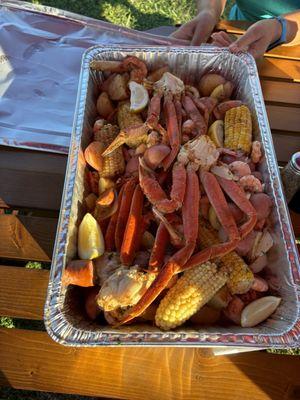 Seafood boil with shrimp and snow crab