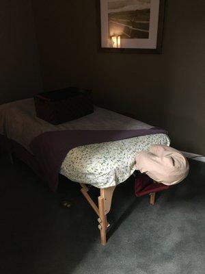 Massage table all ready for therapy