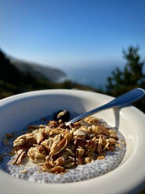 Breakfast before hitting the trails. Chia seed overnight oats with homemade granola. Yum!!!
