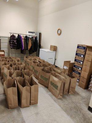 Bags made for our meals program.