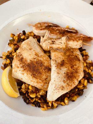 Red snapper and grilled shrimp