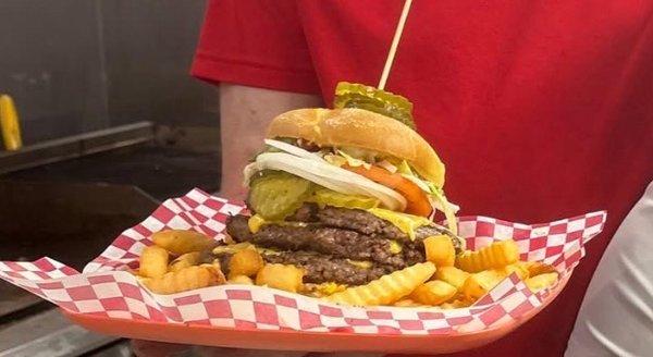 Triple Burger and fries