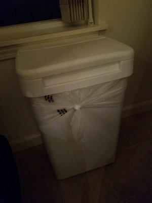 Service includes pail and liner bag for each weeks dirty load