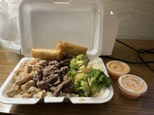 I should've checked Yelp before ordering via Uber Eats. Absolutely NO flavor of the chicken and steak.