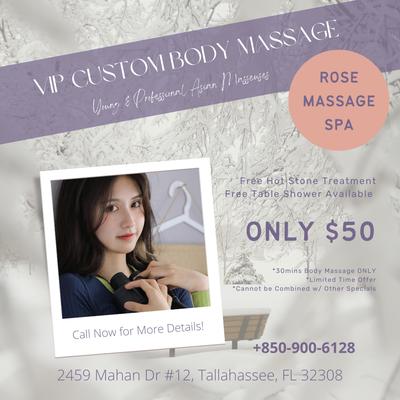 Rose Massage Spa
 2459 Mahan Dr #12, Tallahassee, FL 32308
 Call us at 850-900-6128