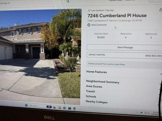 Listing of the property