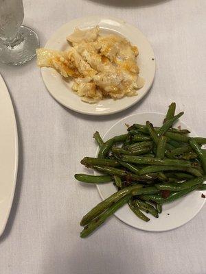 Starch du hour- au gratin potatoes and green beans