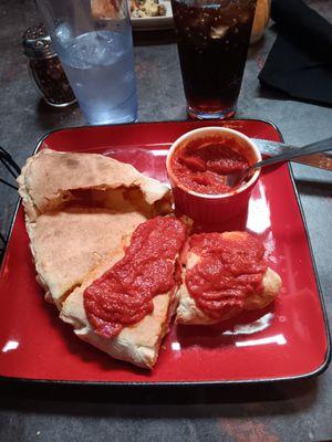 Calzone and pizza.