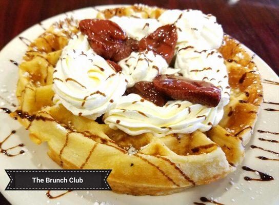Strawberry waffle w/chocolate & whipped cream