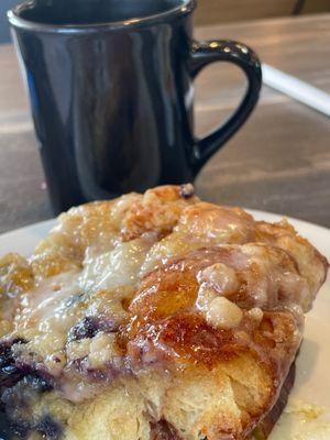 Signature special: Blueberry Lemon French Toast Casserolle. Yum!