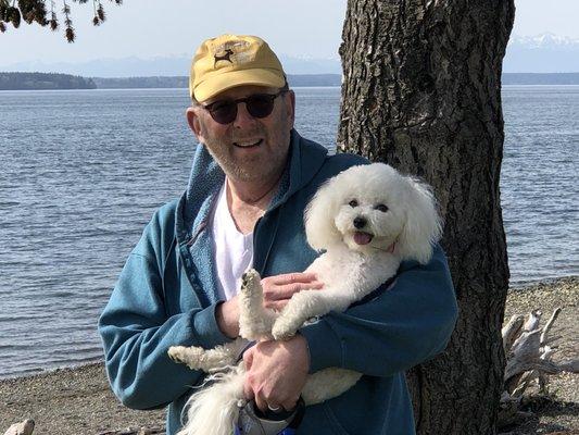 Therapy dog and assistant