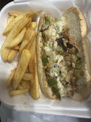 Philly chicken with Cajun fries