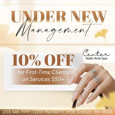 BIG NEWS: WE'RE UNDER NEW MANAGEMENT 
Enjoy 10% Savings for First-Time Clients with a $50+ Service.