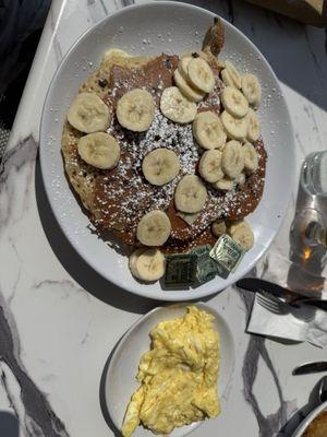 Banana and chocolate chip pancakes