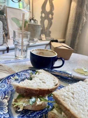 Sourdough chicken salad sandwich & cap