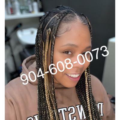 Large knotless single plaits