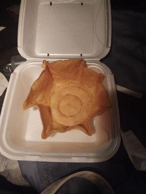 This is what I got for a Taco Salad. Drove back staff didn't care. Posted comment on their page with this picture and they deleted it.