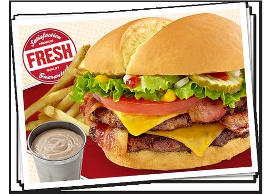 "Signature Double Bacon Jake & Chocolate Shake"