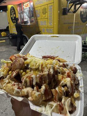 NOJODA - fries, corn, bacon, chicken, steak, hot dog, cheese