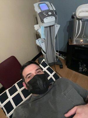 Smiling pain free under this mask