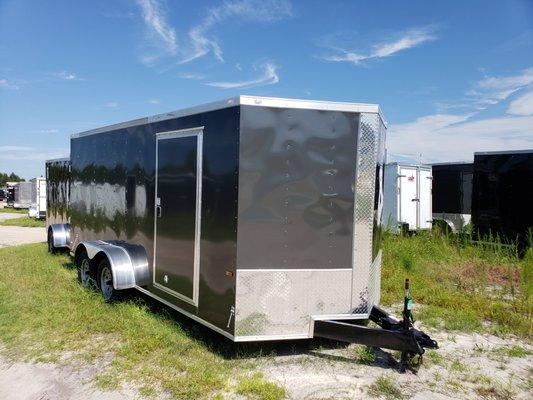 Charcoal Gray 7x16 Enclosed Trailer