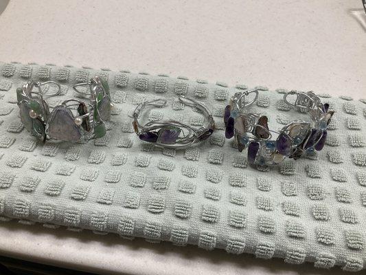 3 fabulous handmade bracelets in my favorite colors of purple and blue...