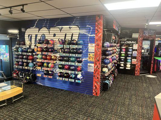 A look at our ball wall--packed with top brands and ready for your next upgrade.
