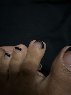 Polish on my skin and lopsided