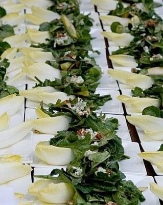 Arugula And Endive Salad With Candied Nuts, Blue Cheese And Balsamic Vinaigrette